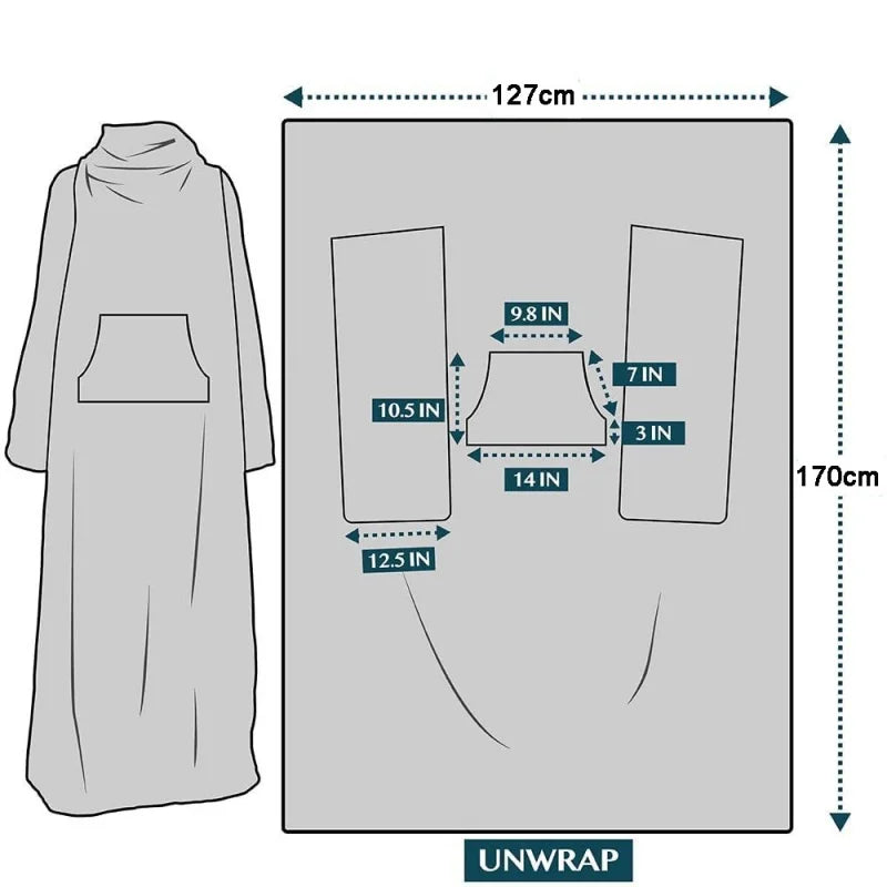 Home Wearable Adult Blanket Large Pocket Multifunctional Lazy Sleeve