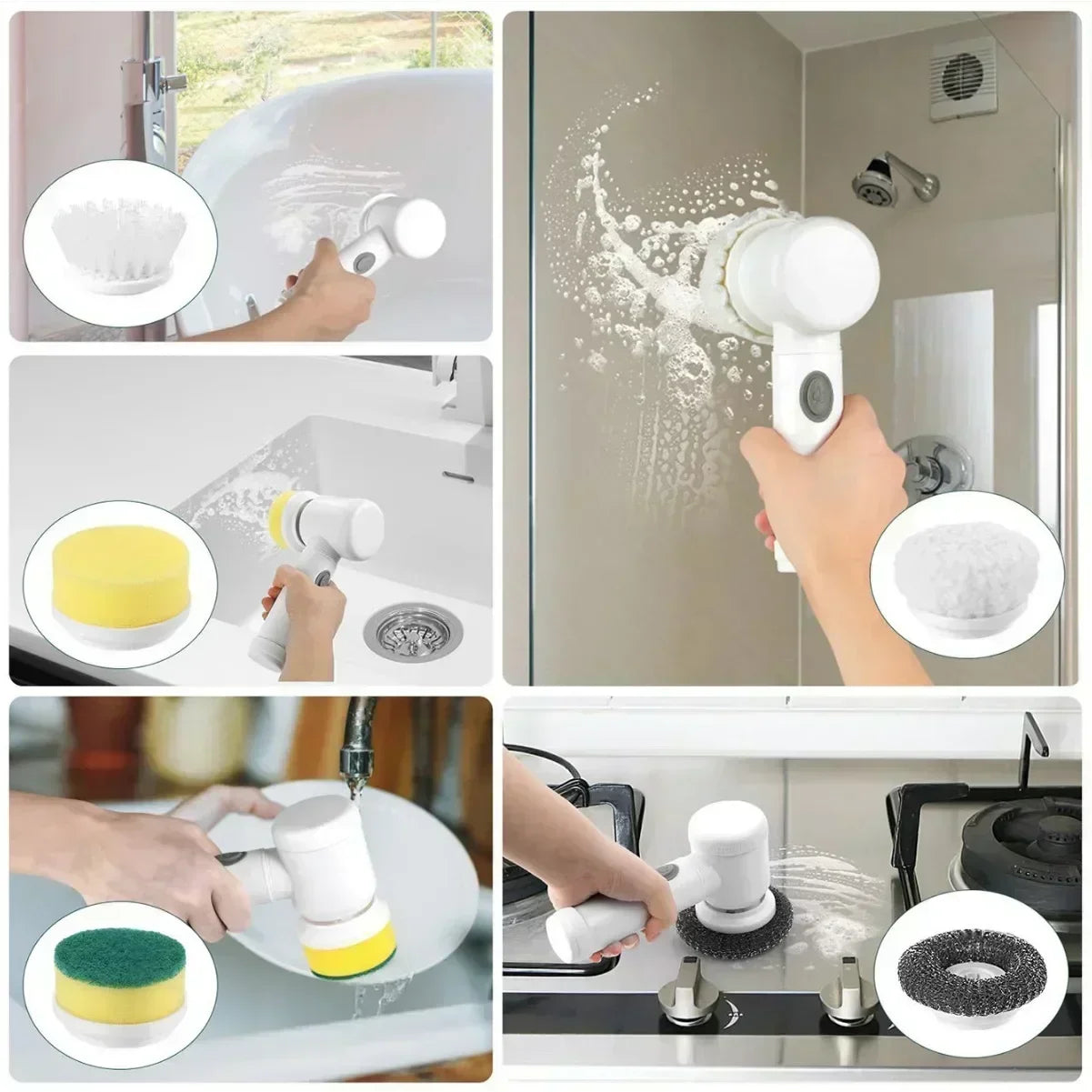 Household electric cleaning brushes, cordless cleaning brushes for kitchen