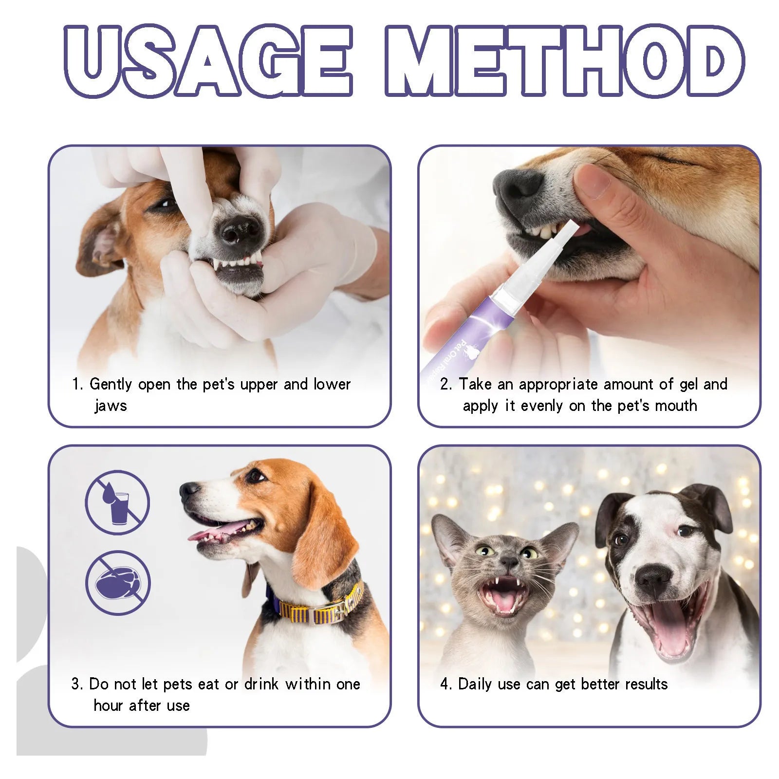 3ml Pet Oral Gel Cleaning Dog Cat Teeth, Bad Breath, For Tartar, No Need To Brush