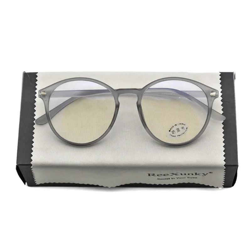 Blue Light Blocking Glasses, Vintage Round Full Frame with Metal Rivet Details