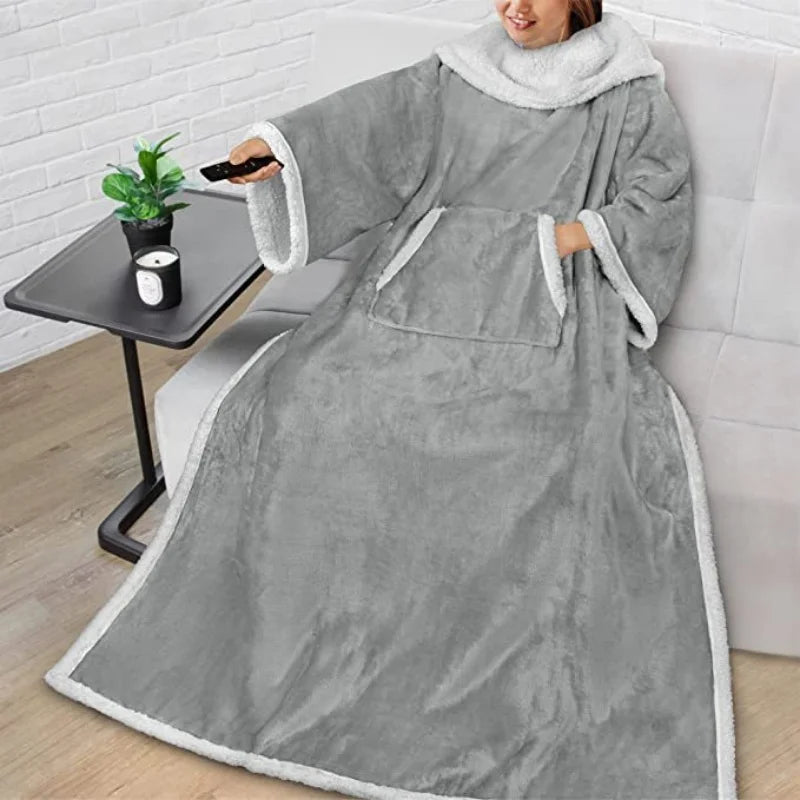 Home Wearable Adult Blanket Large Pocket Multifunctional Lazy Sleeve