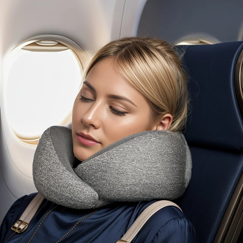 1 comfy memory foam travel pillow with breathable sleeve, machine washable