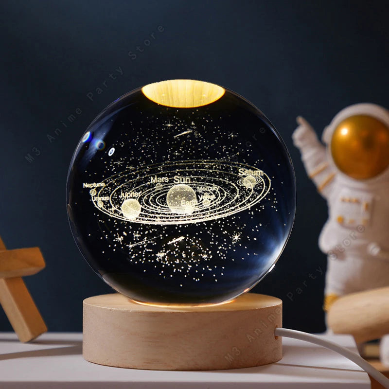 3D Crystal Ball Galaxy Lamp