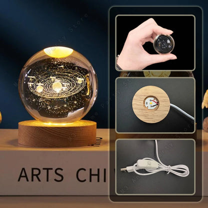 3D Crystal Ball Galaxy Lamp