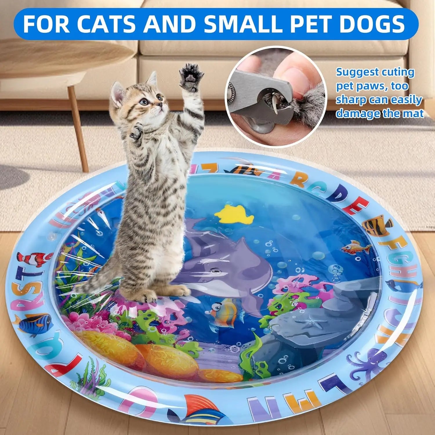 Pet Water Sensory Play Mat for Cats and Dogs Thickened Cooling Pad Interactive