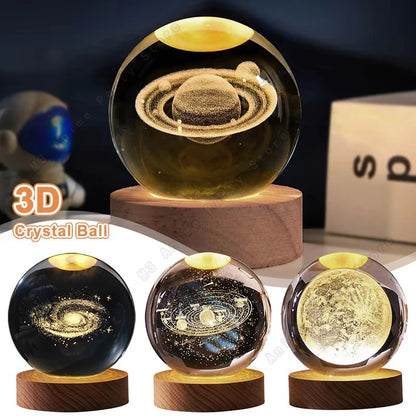 3D Crystal Ball Galaxy Lamp