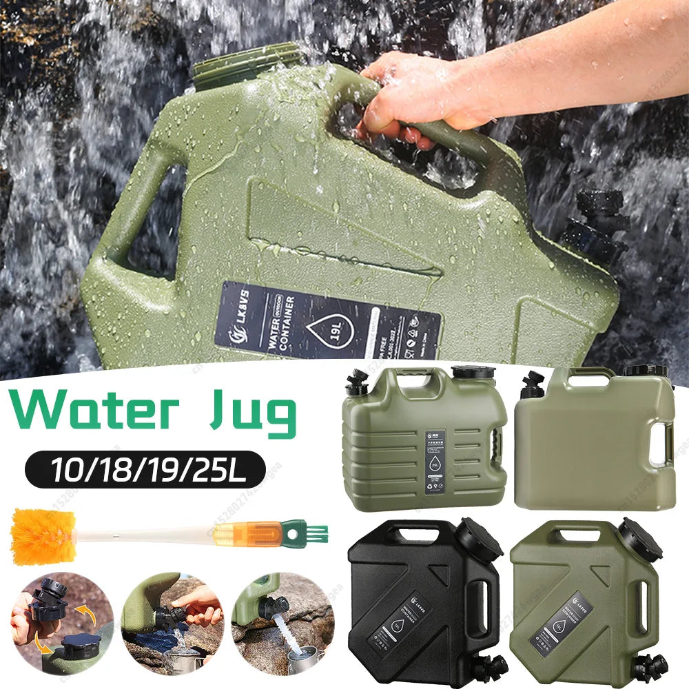 10/18/19/25L Water Jug Camping Water Storage Container with Faucet Driving