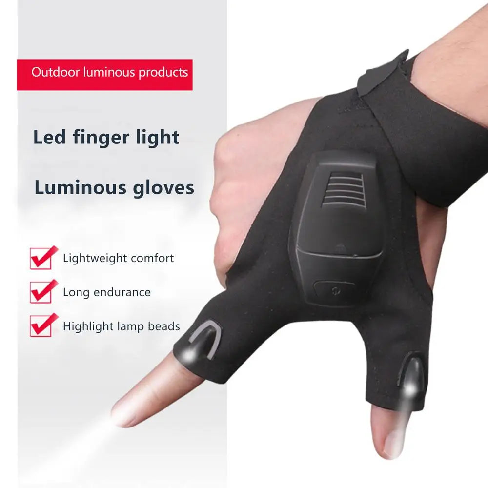 Rechargeable Led Flashlight Glove Gadgets Tools for Fishing Camping Repair