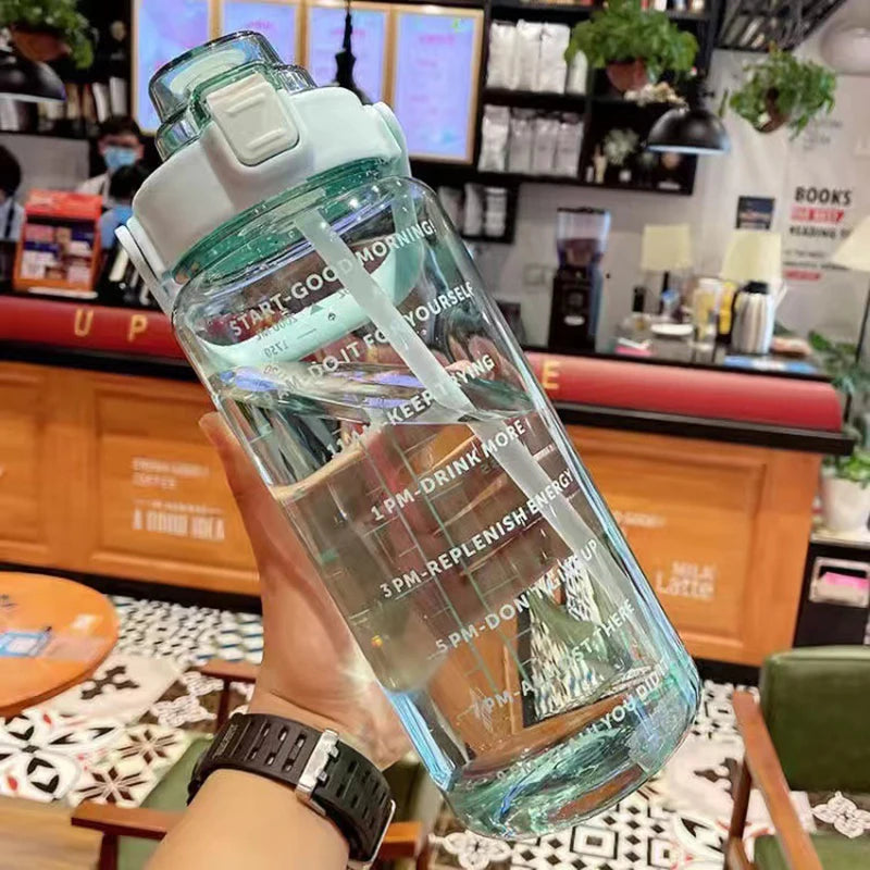 2 Liter Water Bottle with Straw Female Jug Girls Portable Travel bottles Fitness
