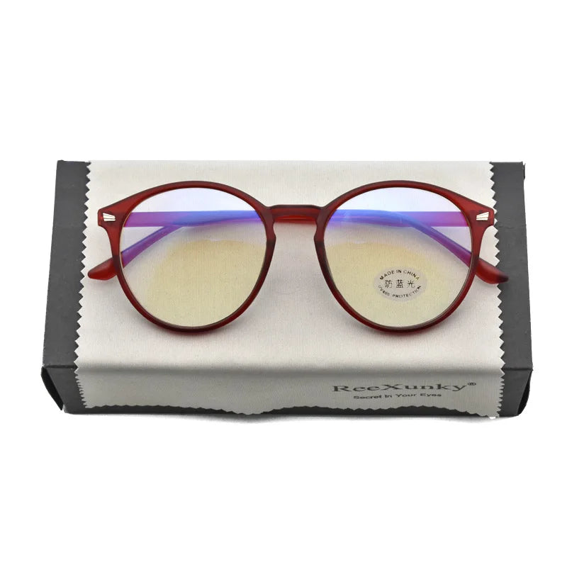 Blue Light Blocking Glasses, Vintage Round Full Frame with Metal Rivet Details