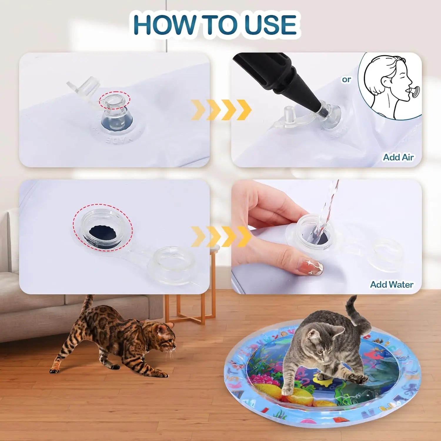 Pet Water Sensory Play Mat for Cats and Dogs Thickened Cooling Pad Interactive