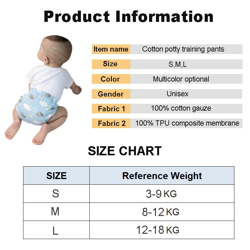 Baby Reusable Diapers Panties Potty Training Pants For Children Ecological