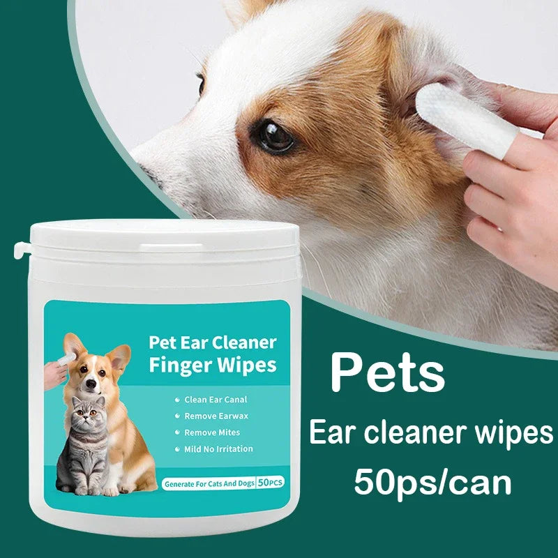 Pet cleaning products  Ear cleaning wipes  Ear care fingertips  Ear mite removal