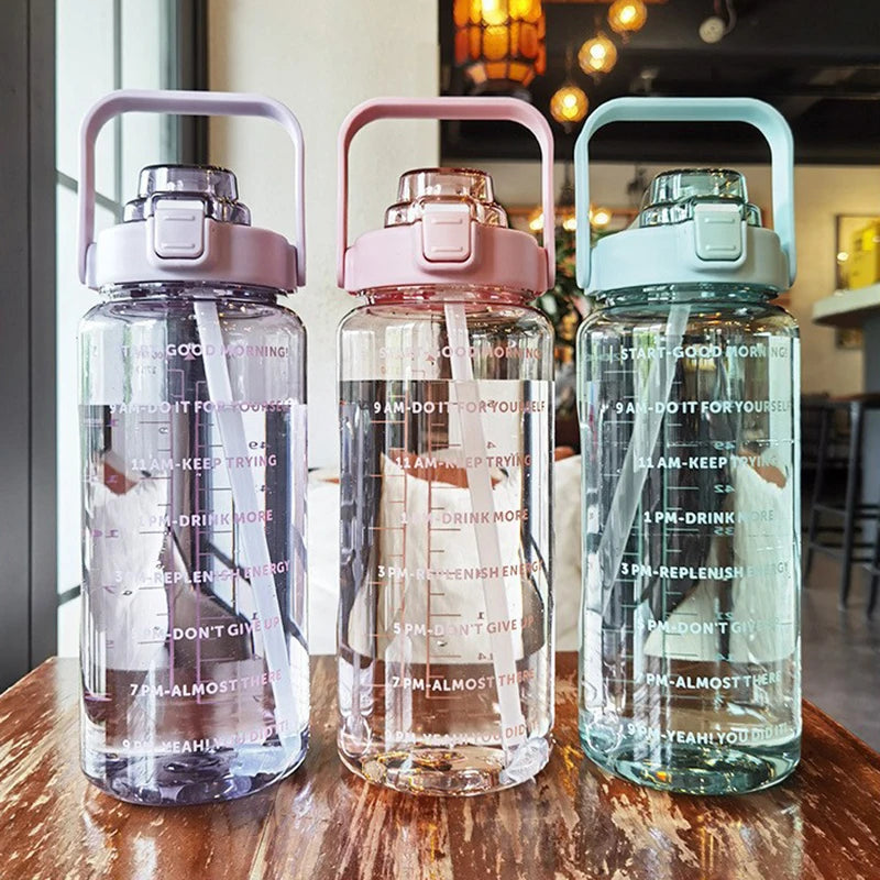 2 Liter Water Bottle with Straw Female Jug Girls Portable Travel bottles Fitness