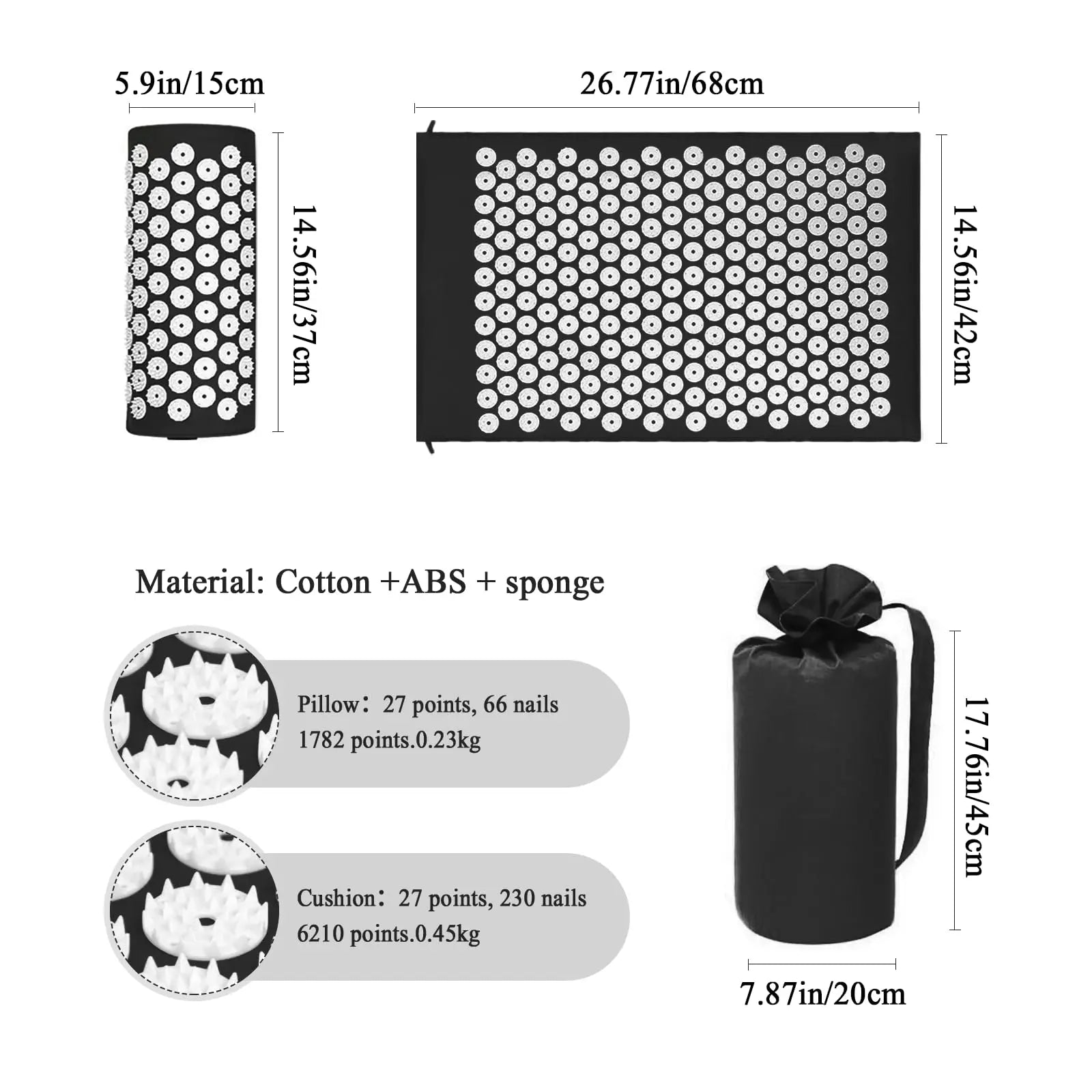 1PC/SET Massager Cushion Acupressure Mat Pillow Relieve Stress Back Pain